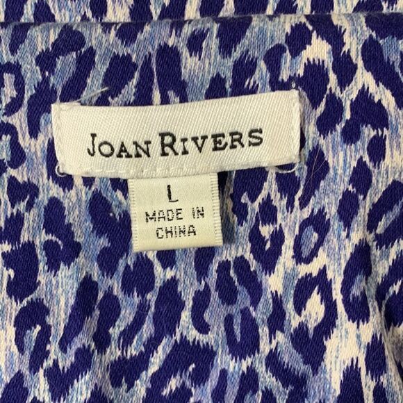 Joan Rivers size large jacket/fitted top blue & white animal print - Picture 3 of 10